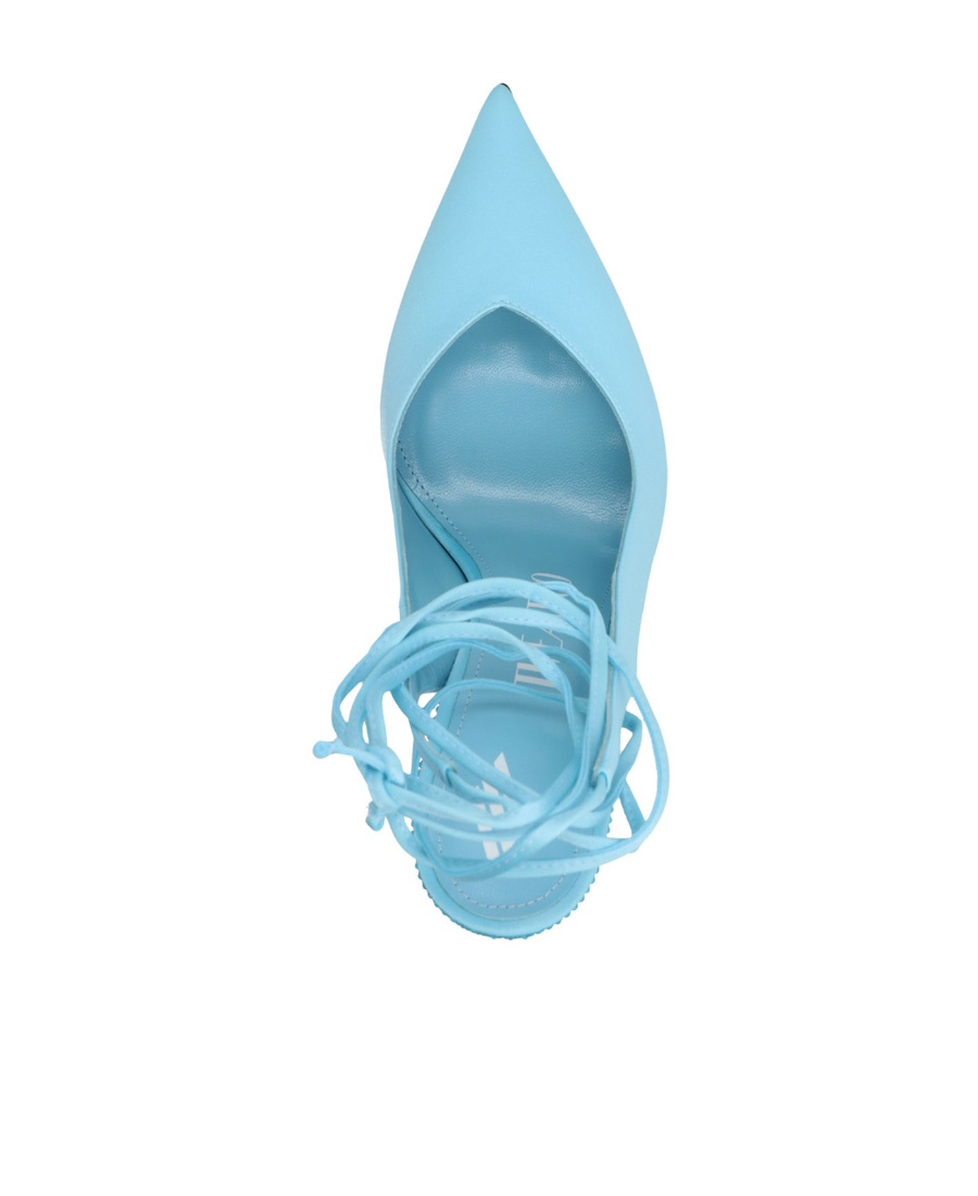 Attico Ankle Wrap Pointed Toe Slingback Pump In Blue
