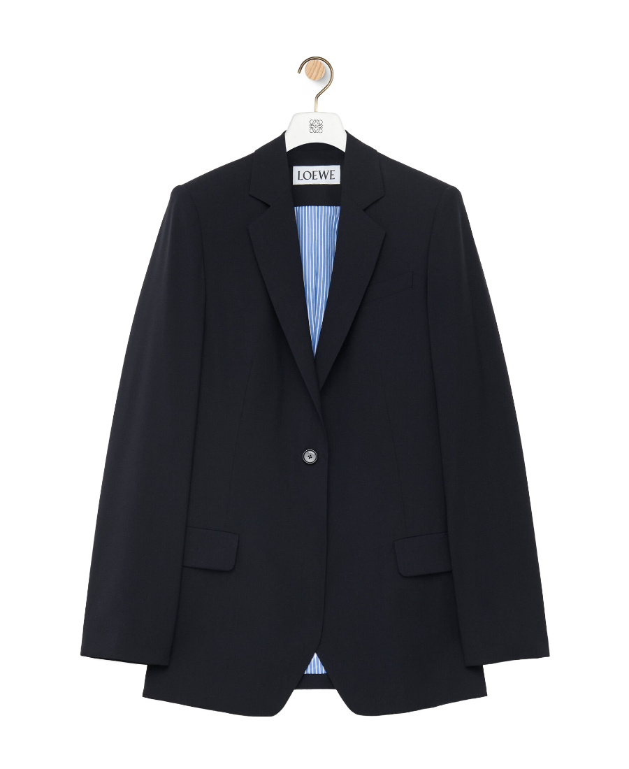 Loewe Wool Single-breasted Suit Coat In Blue