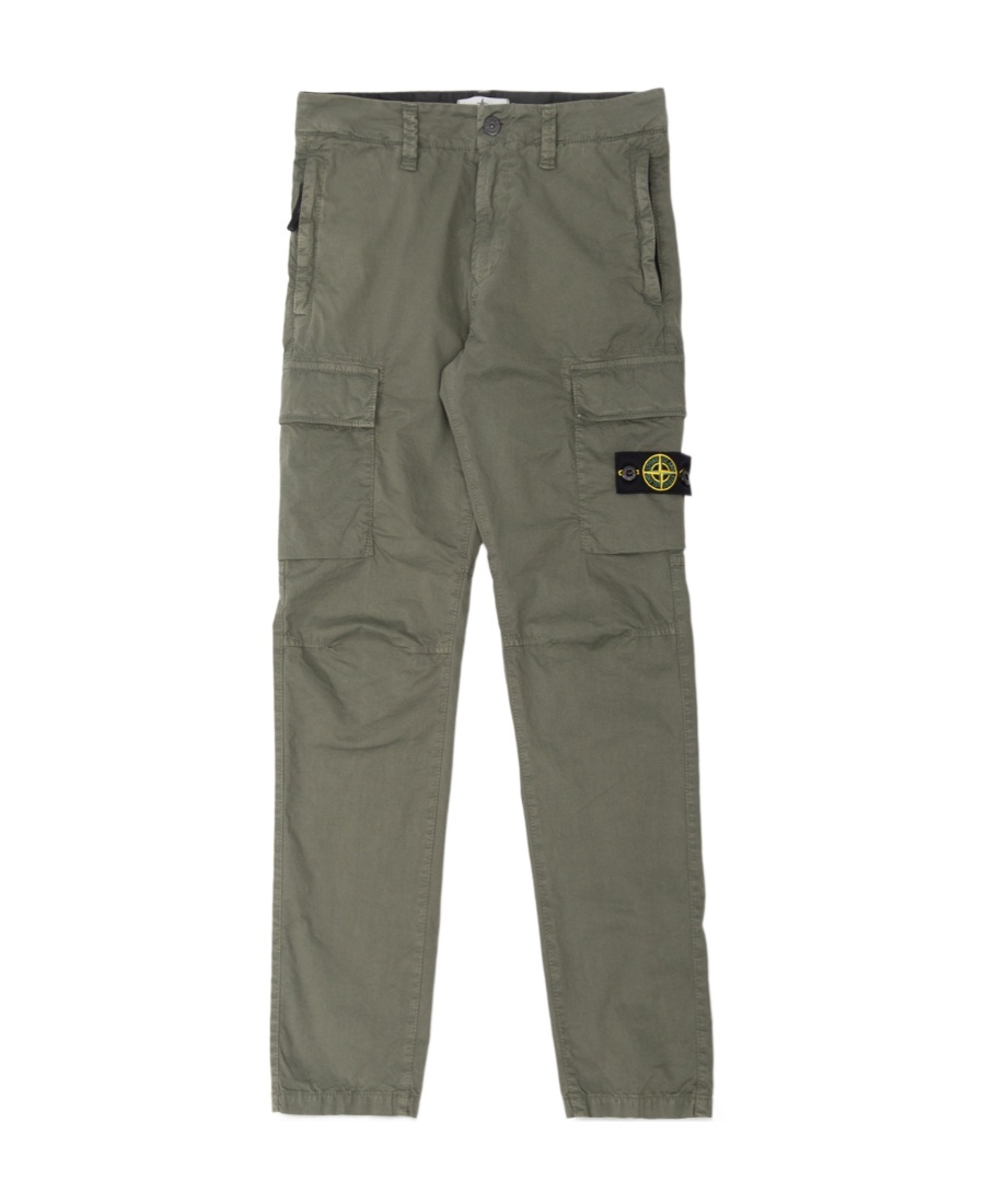 Stone Island Compass-badge Tapered-leg Cargo Trousers In Gray
