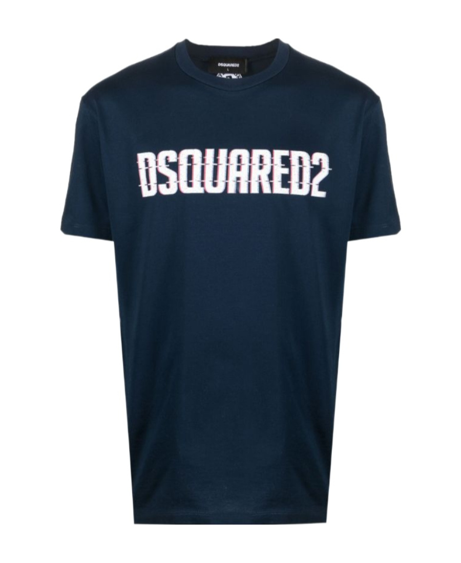 Dsquared2 Crew Neck Surf Board T-shirt With Embossed Logo In Black