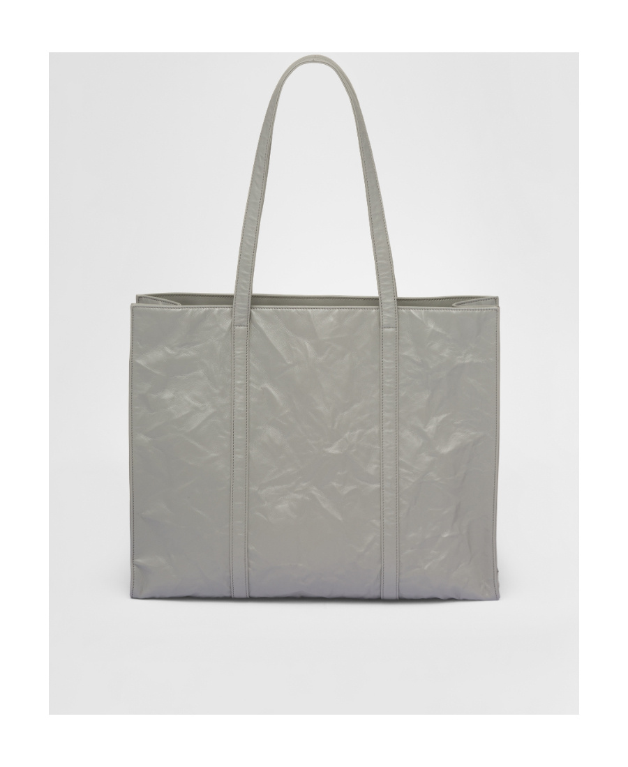 Prada Large Antique Nappa Leather Tote In Gray