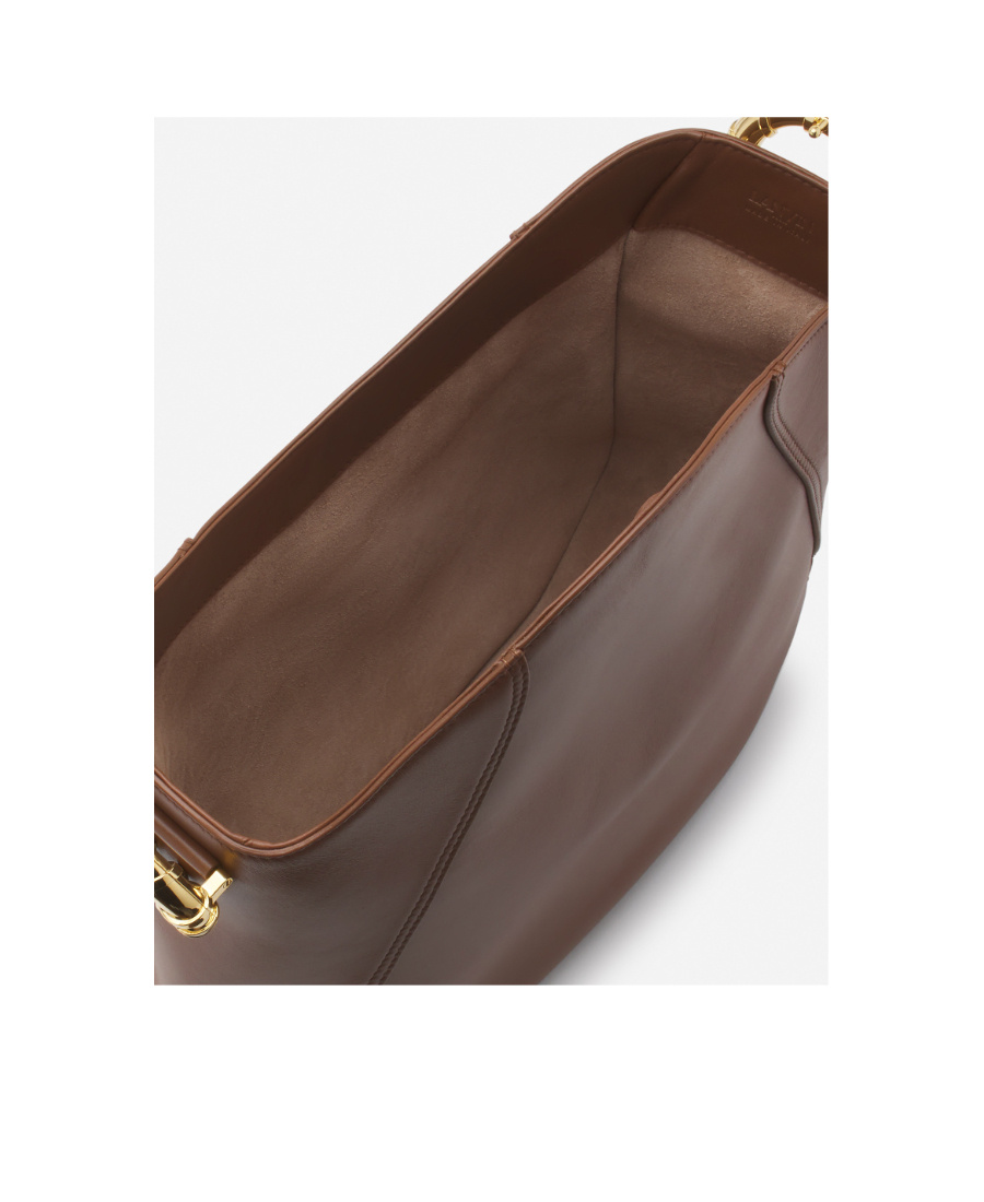 Shop Lanvin Melodie Leather Shoulder Bag In Brown