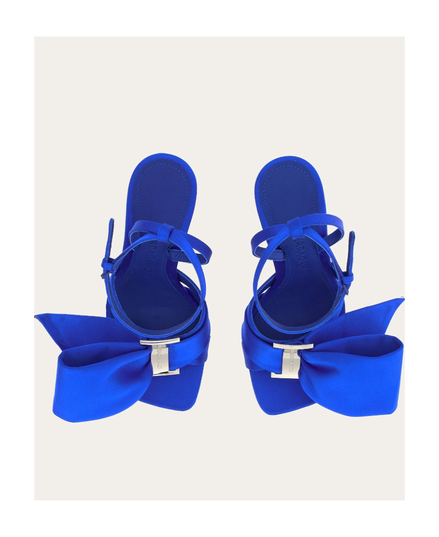 Ferragamo Helena Bow Ankle-strap Sandals In Blue