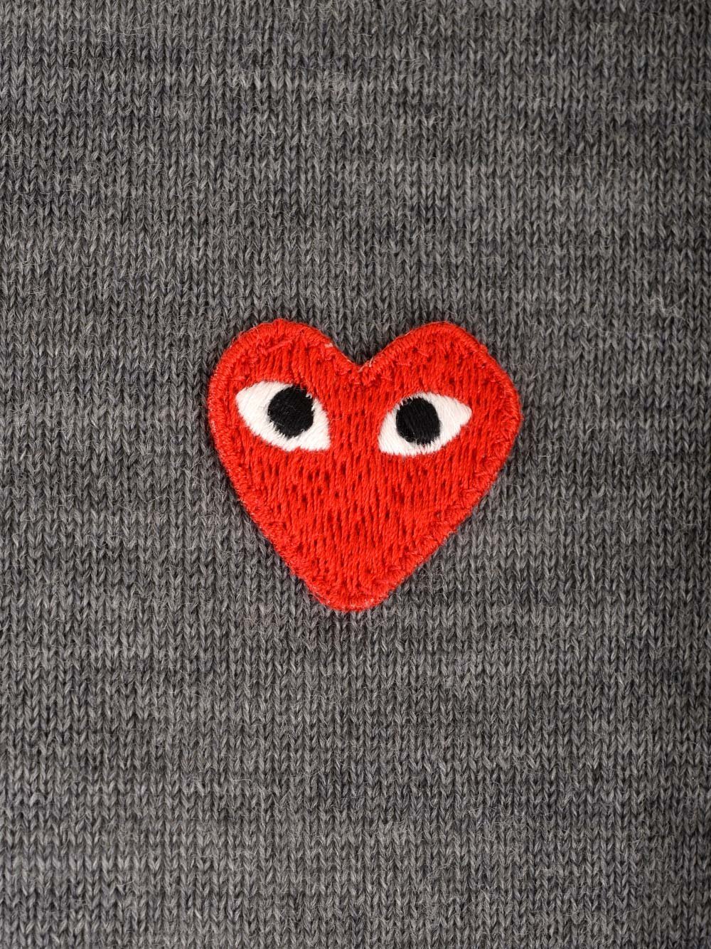Comme Des Garçons Heart-patch Wool Polo Shirt In Gray