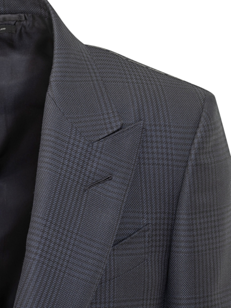 Tom Ford Single Breasted Checked Jacket In Gray