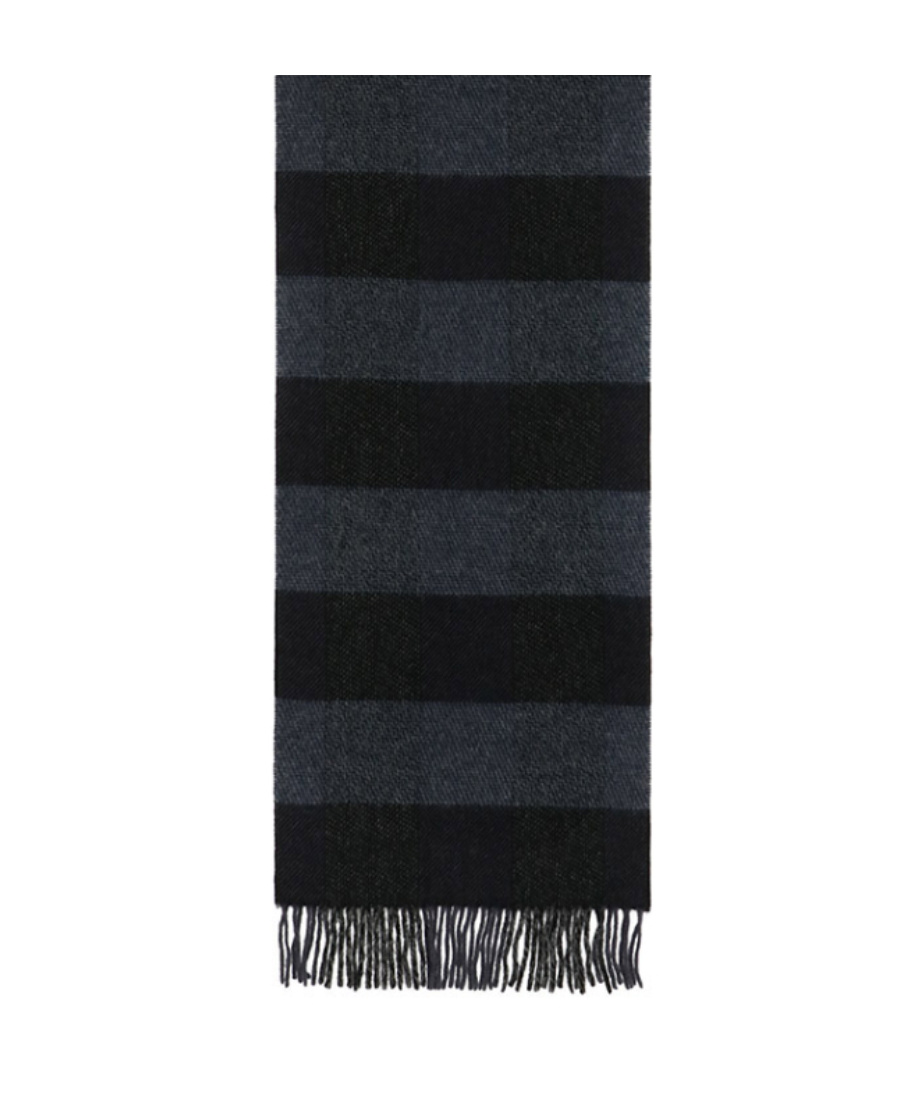 Lanvin Striped Fringed Scarf In Black