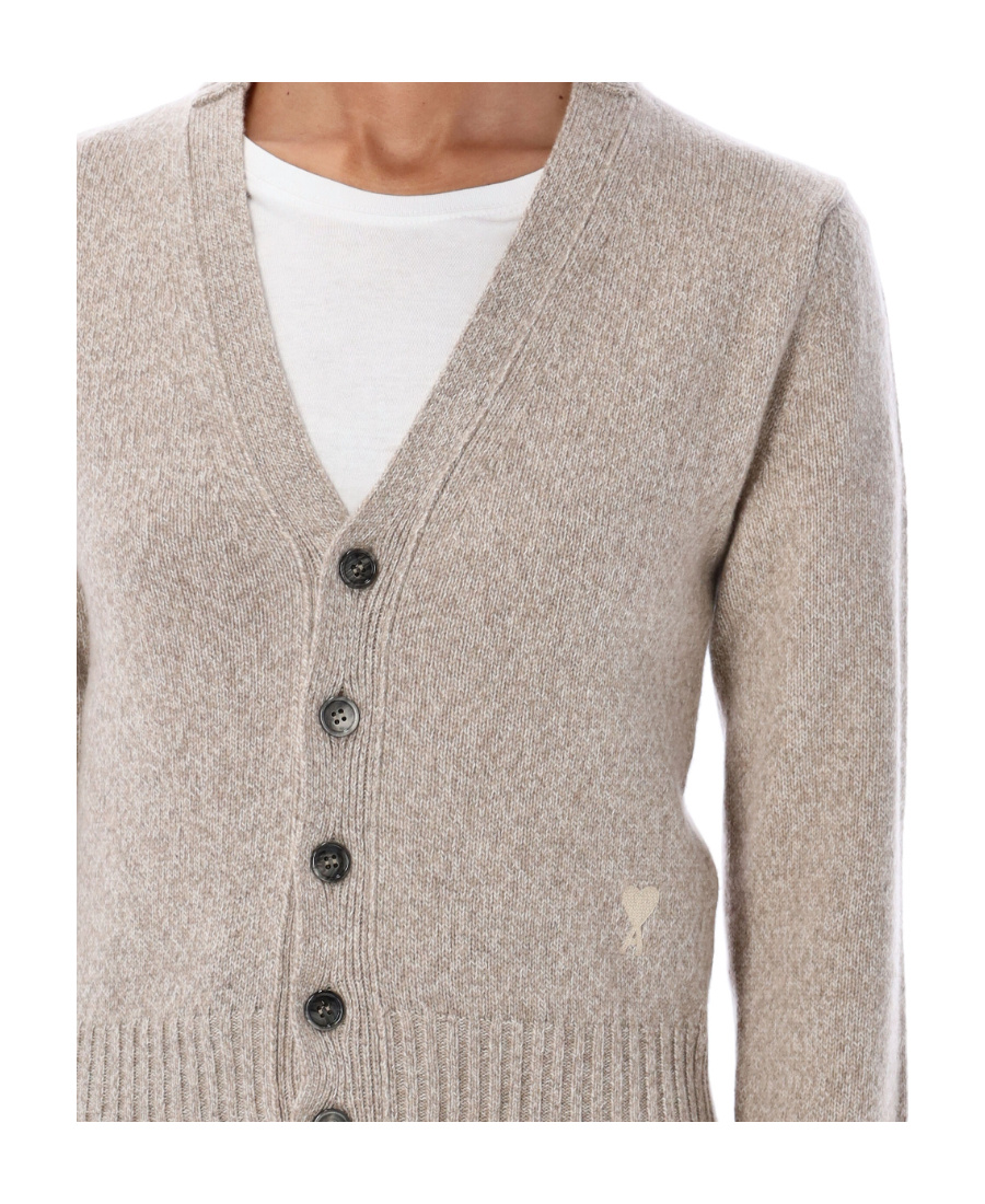 Ami Alexandre Mattiussi Ami Paris Heart Embroidered Button-up Cardigan In Nude