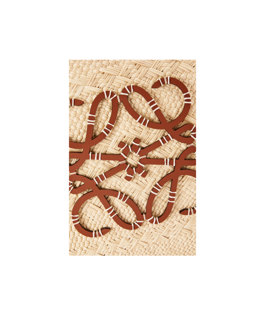 Loewe Anagram Basket Medium Bag In Iraca Palm And Calfskin In Nude