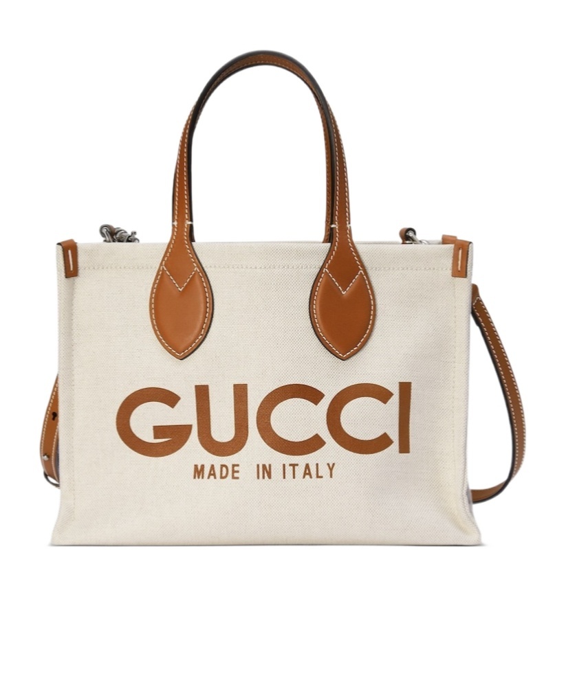 Gucci Shopper Aus Canvas Mit Logo-print In White