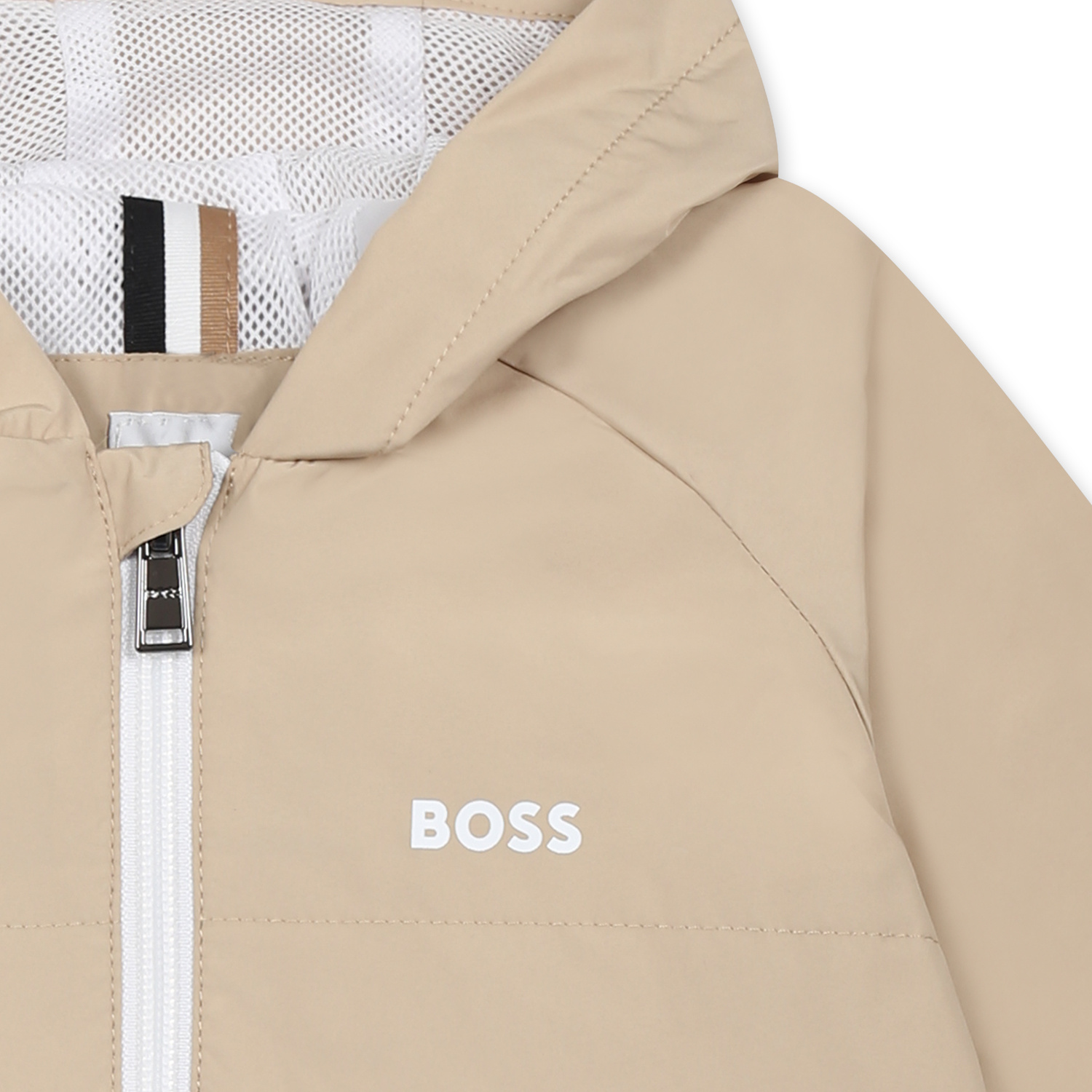 Hugo Boss Logo-print Hooded Windbreaker In Nude