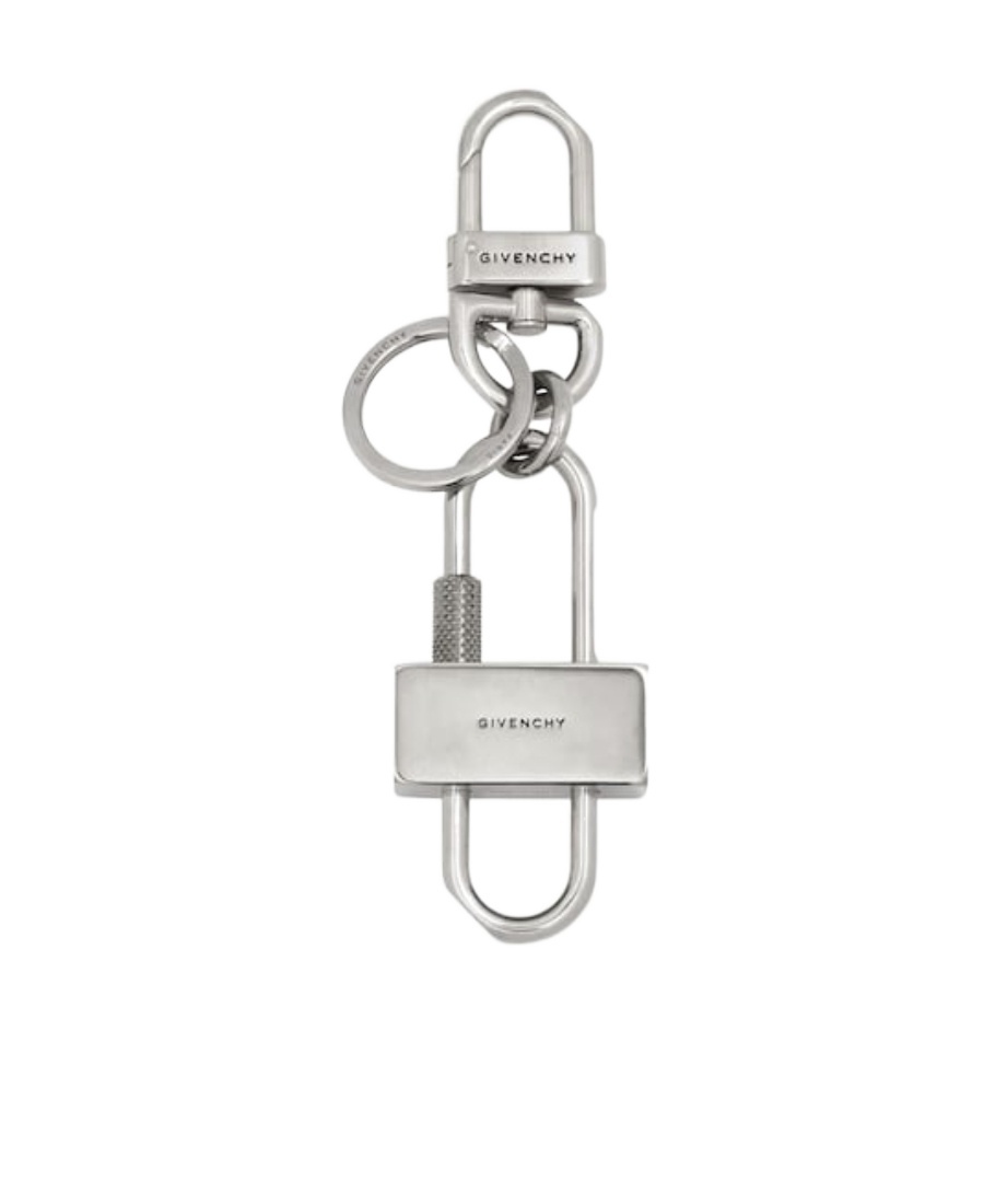 Givenchy Metal Padlock Key Ring In Gray