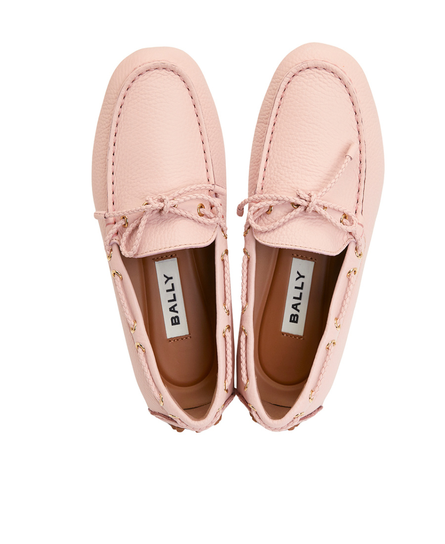 Shop Bally Round-headed Flat Shoes In Pink