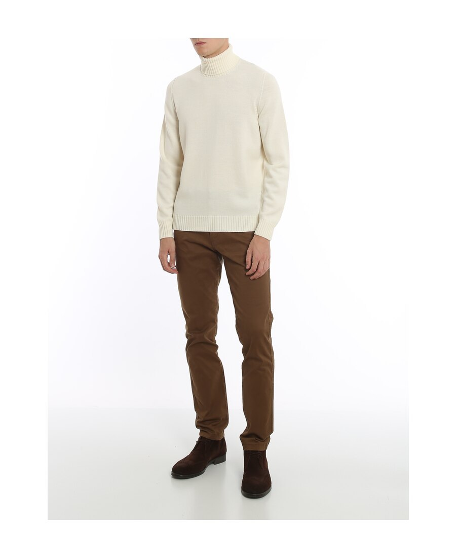 Drumohr Roll Neck Jumper In Nude