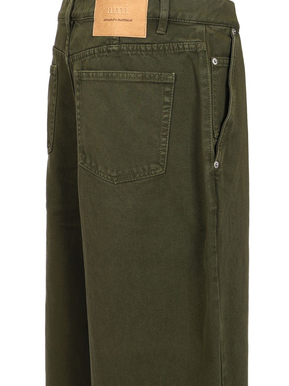 Shop Ami Alexandre Mattiussi Ami Wide Leg Jeans In Green