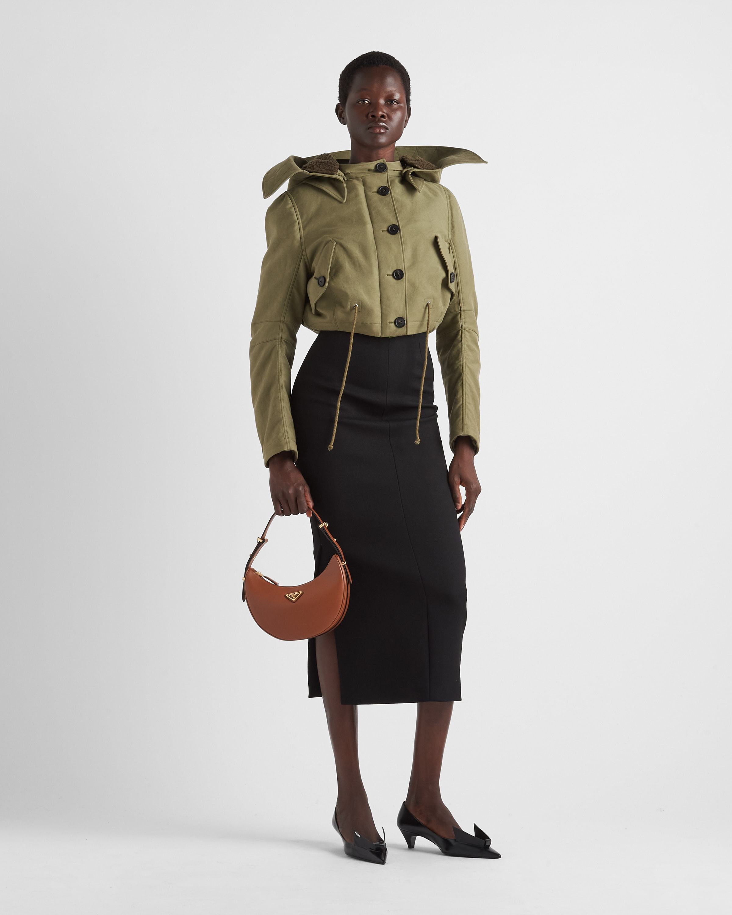 Prada Cognac Arqu Small Shoulder Bag In Brown