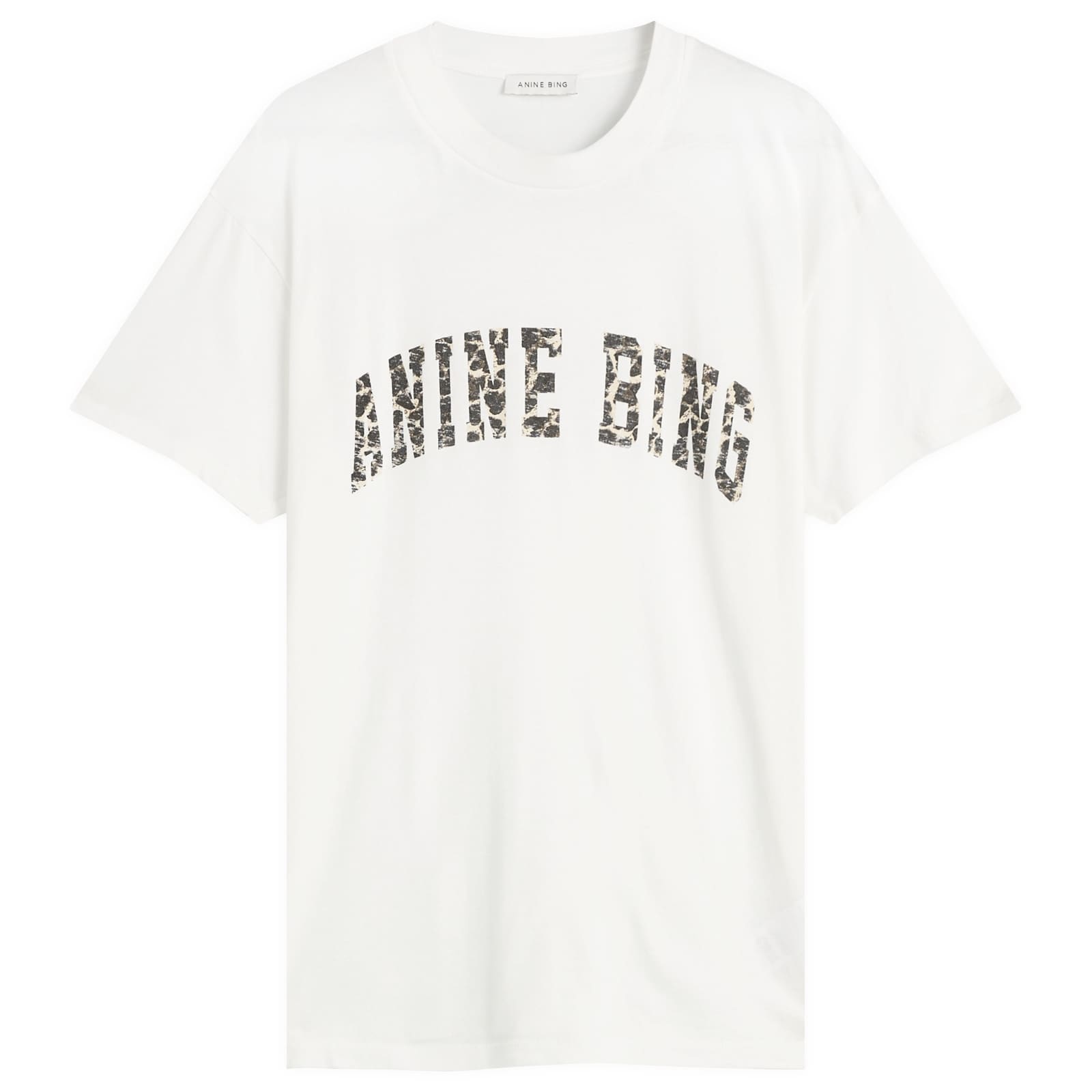 Anine Bing Ivory T-shirt With Leopard Logo Women In White
