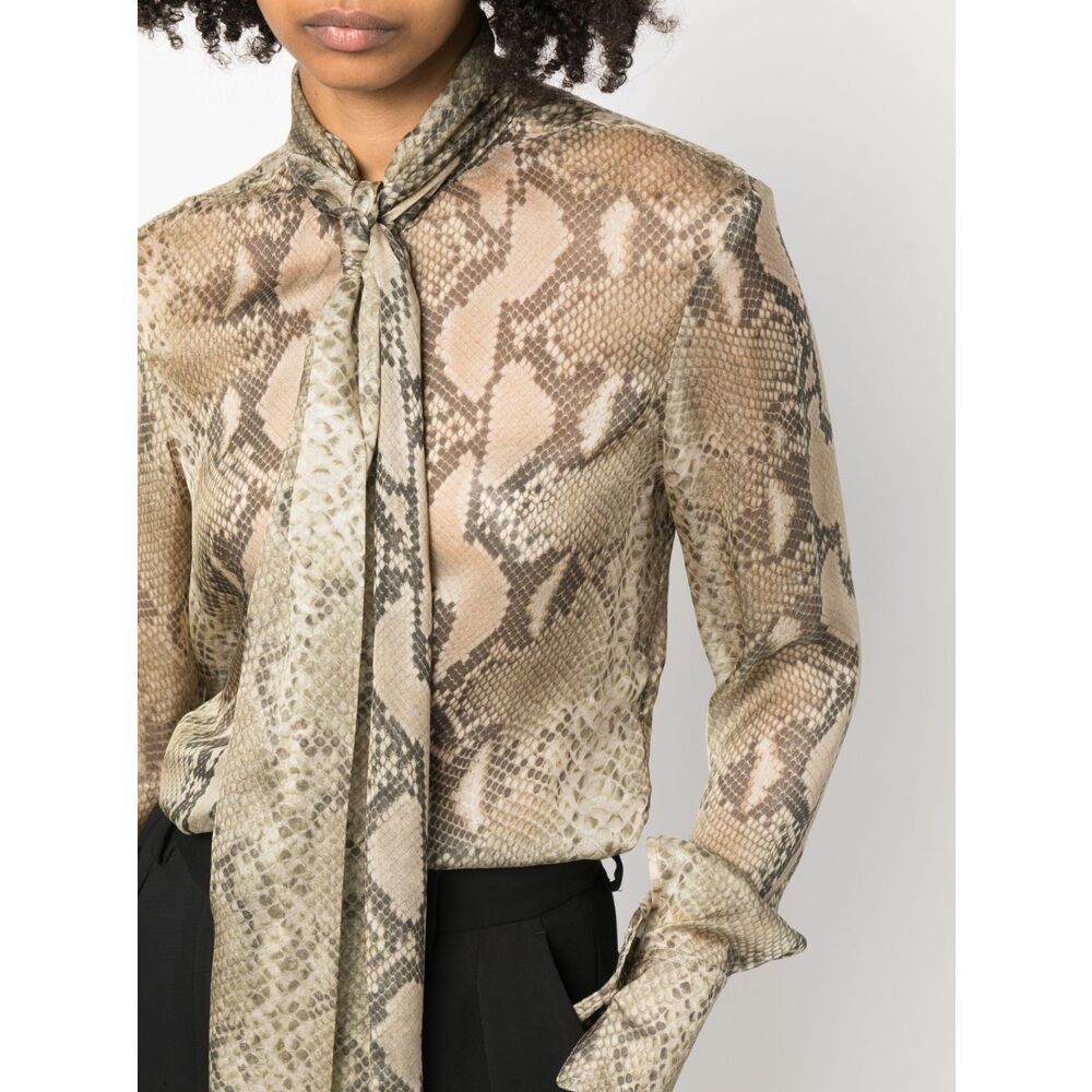 Stella Mccartney Python-print Silk Shirt In Nude