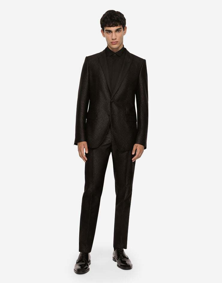 Dolce & Gabbana Glittered Single-breasted Blazer In Black