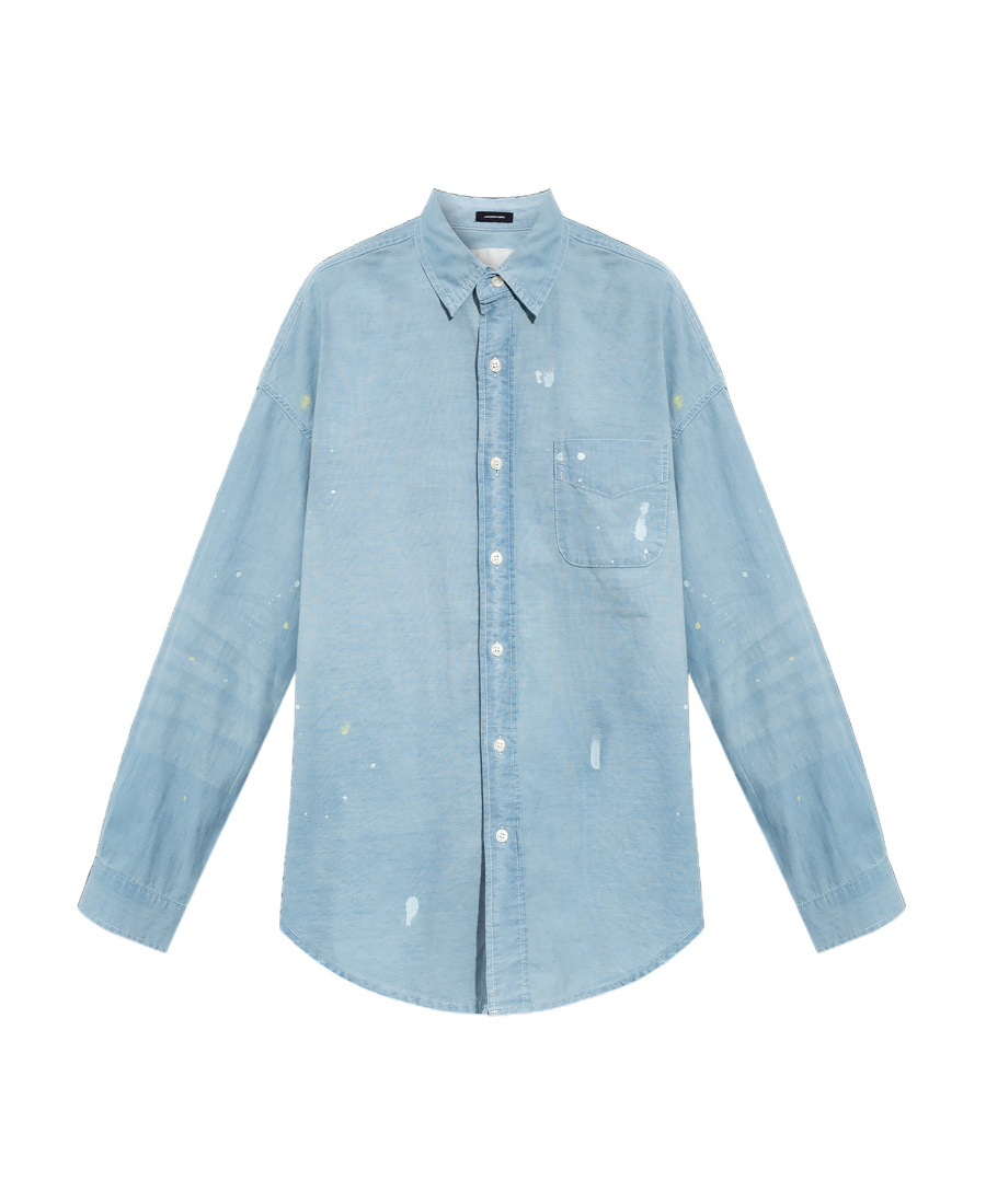 R13 PAINT-SPLATTER CHAMBRAY SHIRT 