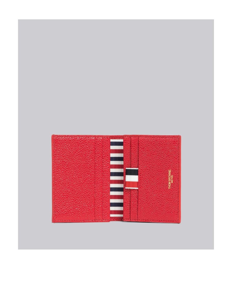 Thom Browne Anchor-embroidered Leather Cardholder In Red