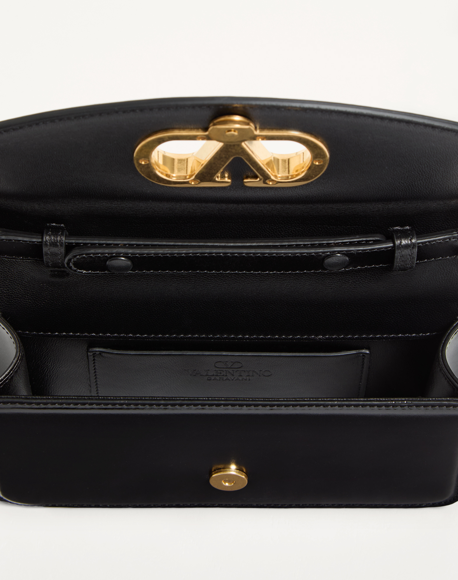 Valentino Garavani Garavani Vain Clutch Bag In Shiny Calfskin Woman Black Uni In Black