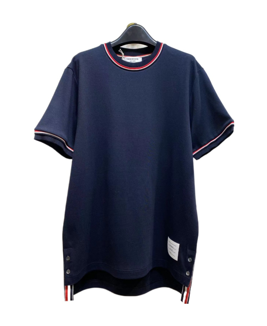 Thom Browne Navy Cotton Rugby Short Sleeve T-shirt In Black