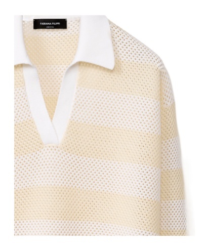 FABIANA FILIPPI FABIANA FILIPPI V-NECK STRIPED POLO JUMPER