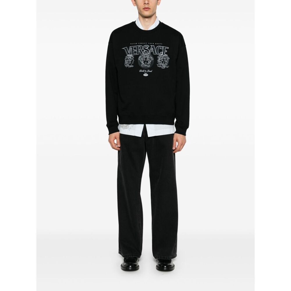 VERSACE LOGO-PRINT COTTON SWEATSHIRT
