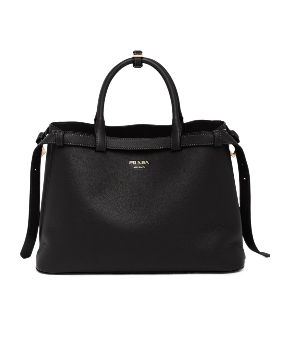 Shop Prada Medium Buckle Buckle Handbag In Black