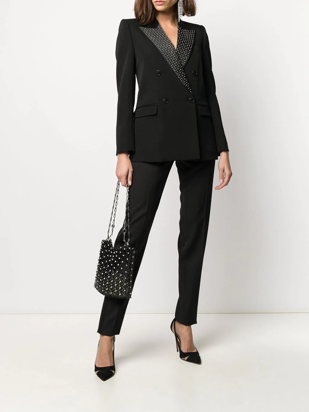 Saint Laurent Pleated Grain De Poudre Wool Straight-leg Pants In Black