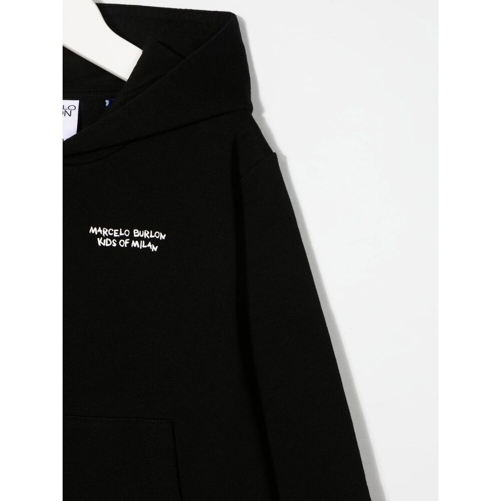 Marcelo Burlon County Of Milan Tempera Cross Logo-print Hoodie In Black