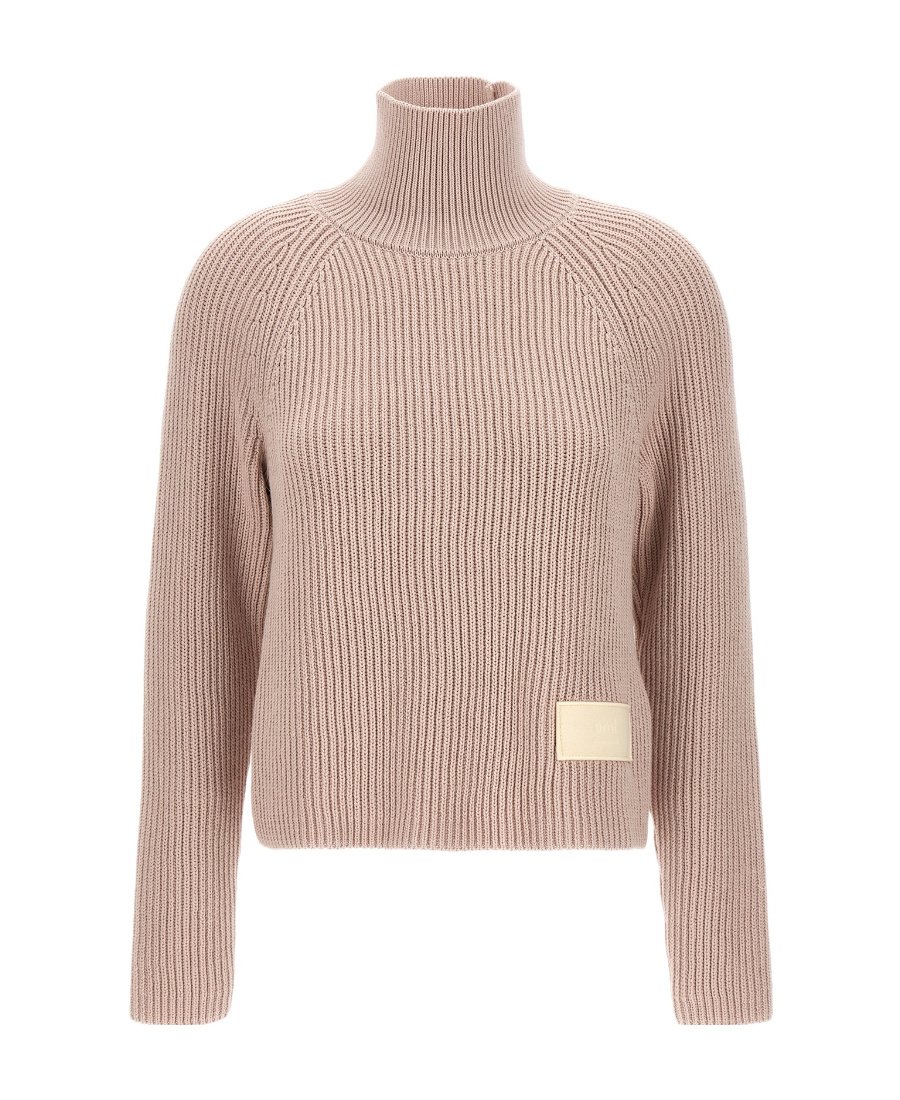 Ami Alexandre Mattiussi High-neck Long-sleeved Sweater In Nude