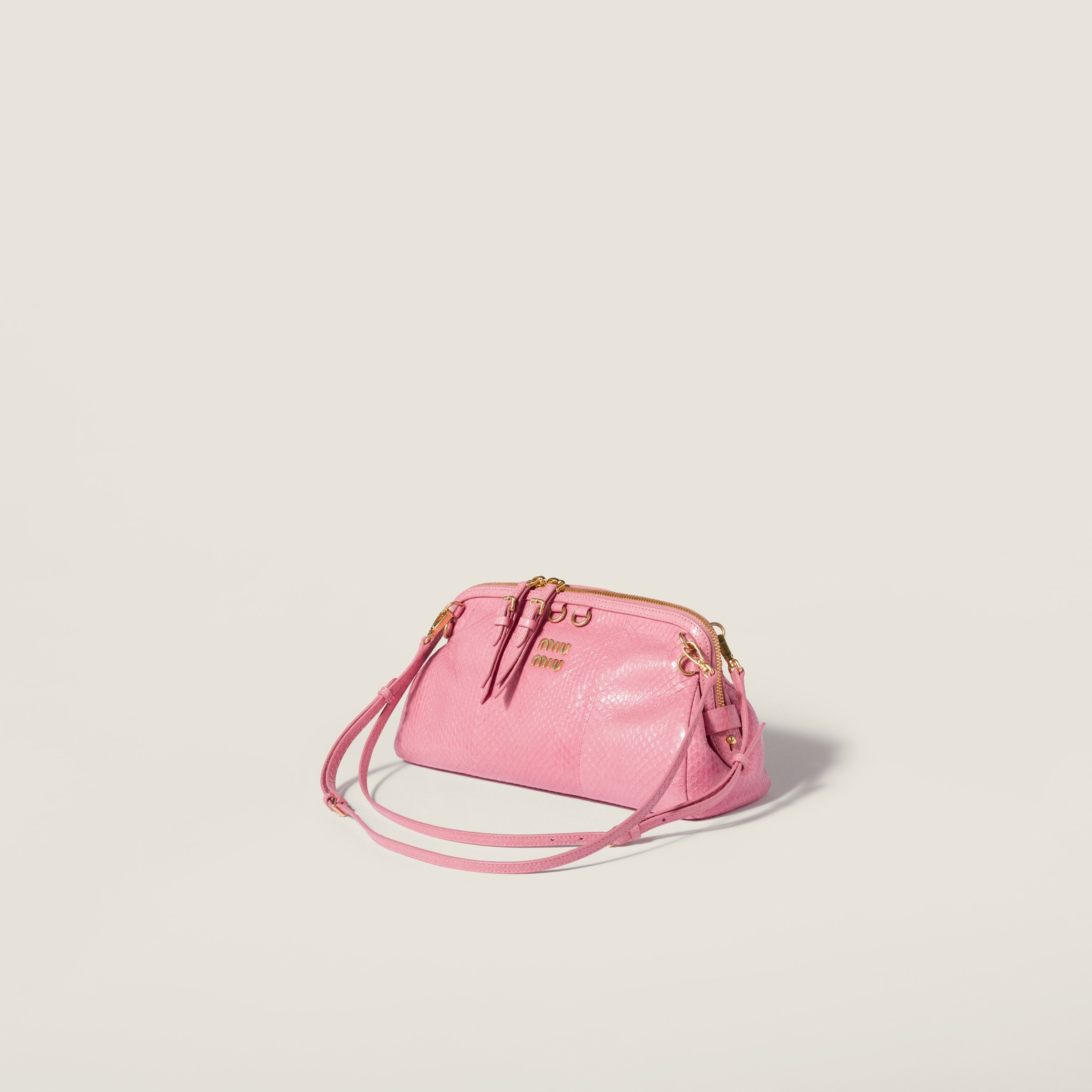 Miu Miu Ayers Leather Clutch In Pink