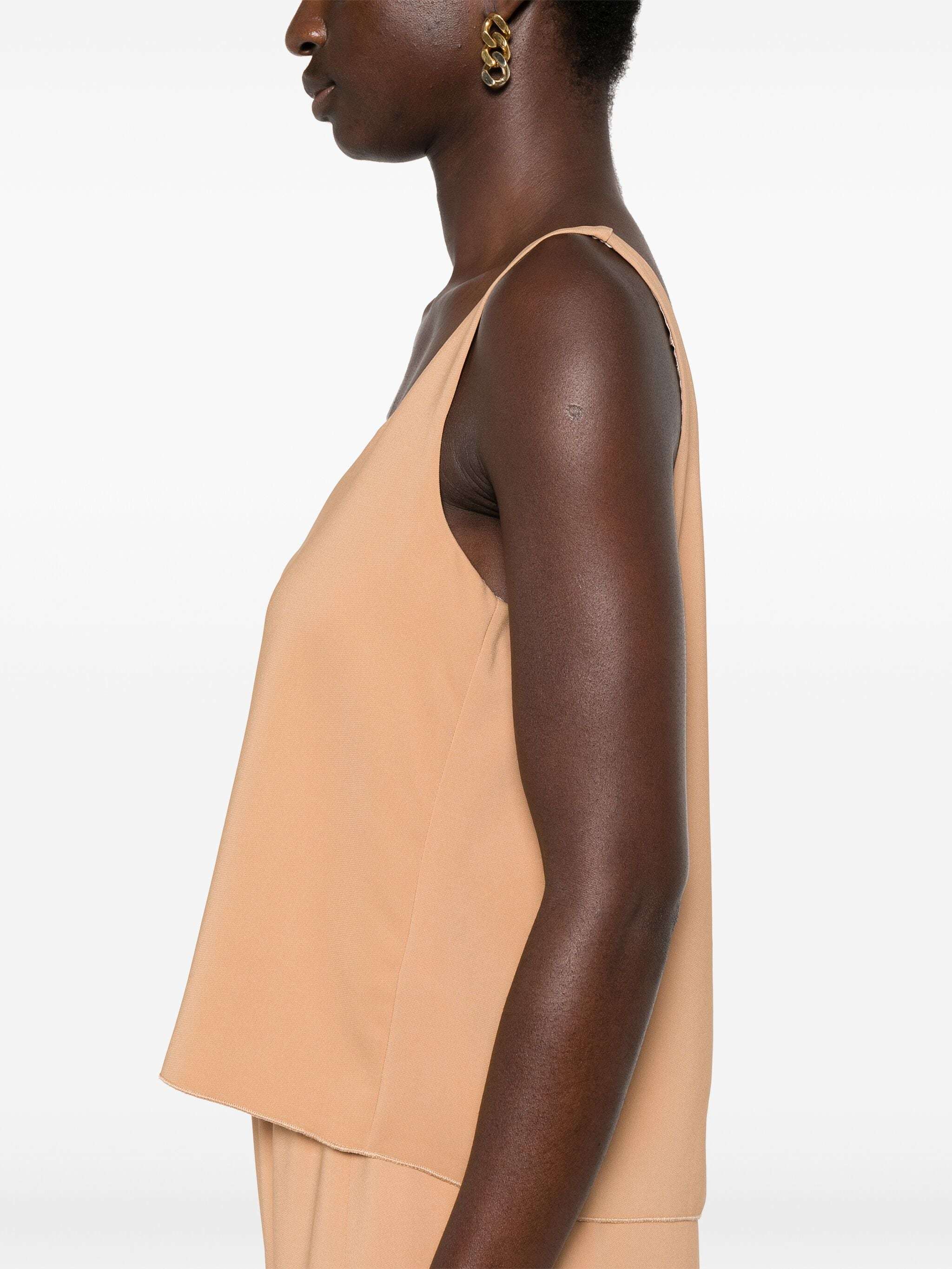 Shop Forte Forte Crepe Sleeveless Blouse In Nude