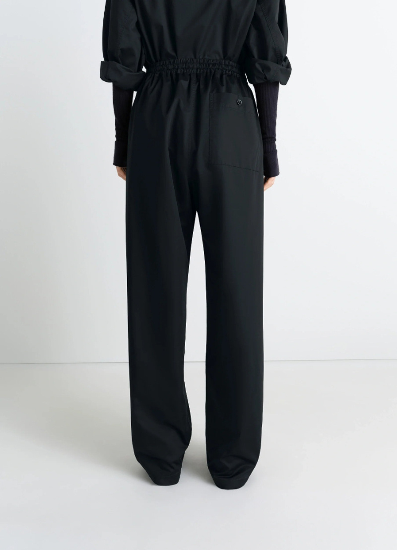 Lemaire Elasticated-waist Cotton Straight-leg Trousers In Black
