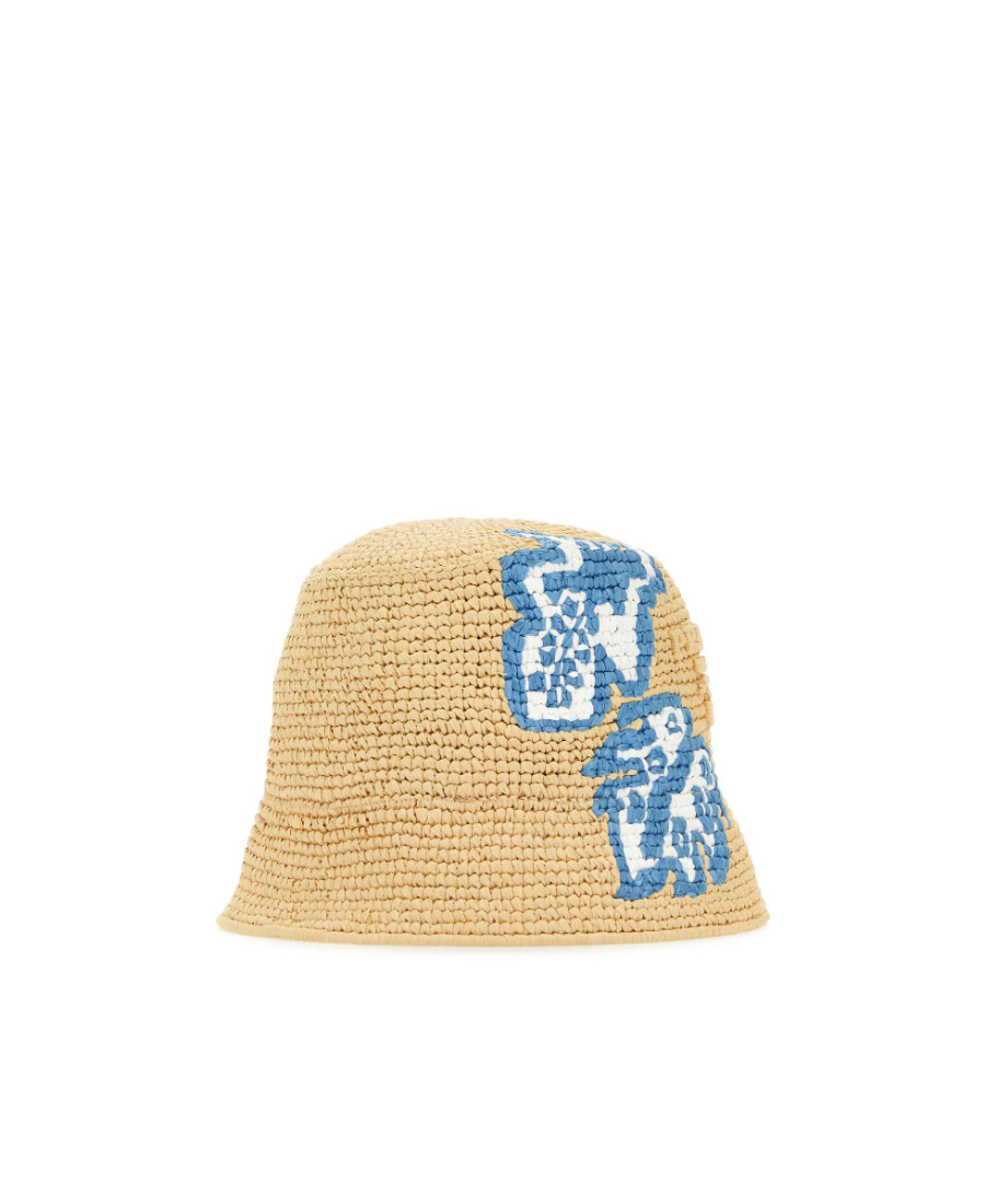 Prada Raffia Bucket Hat In Nude