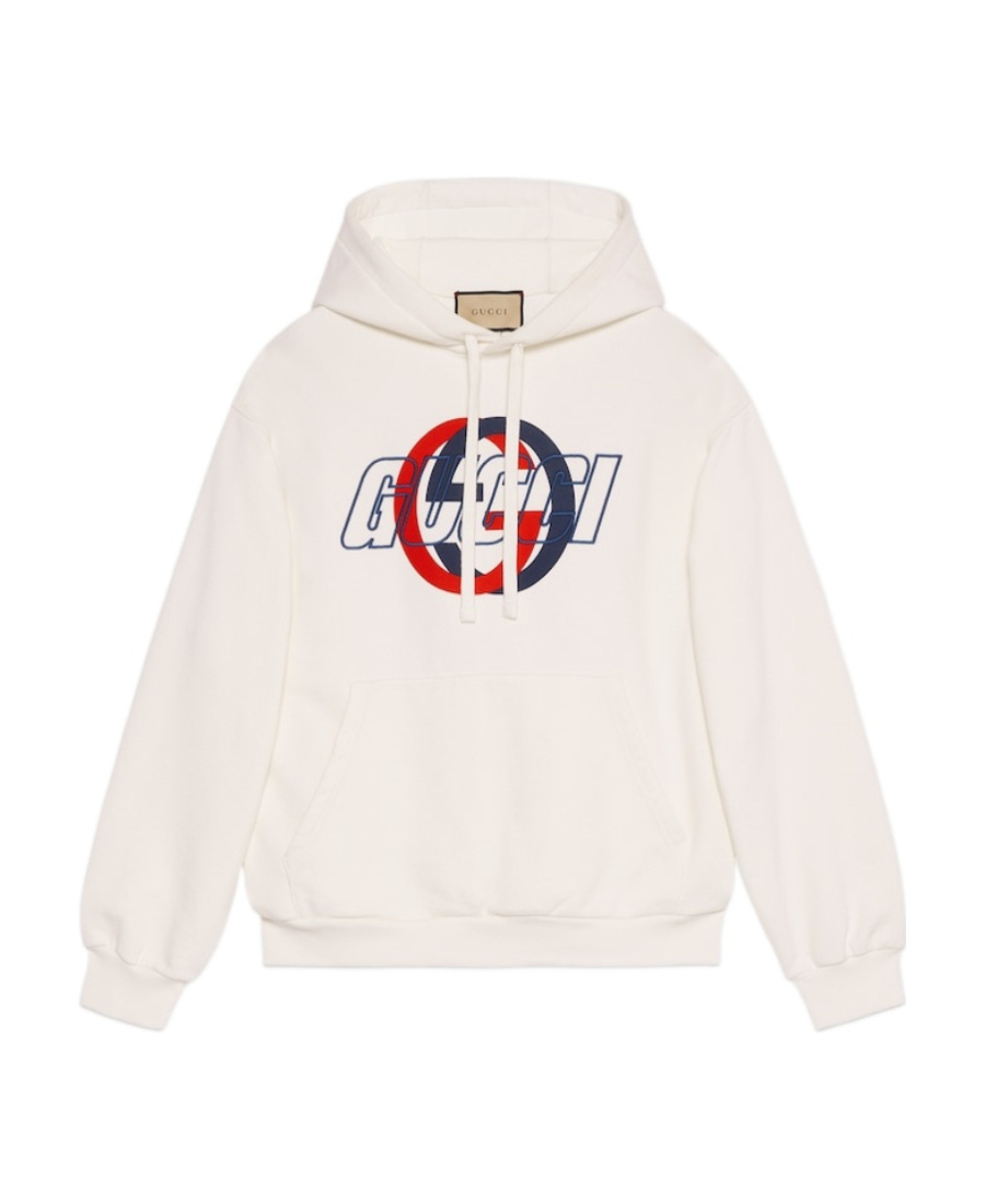 Gucci Cotton Sweatshirt With Gg Interlocking In Nude