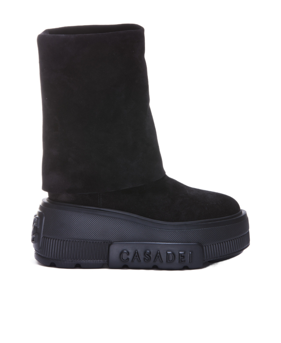 Casadei Nexus Folded Platform Boots In Black