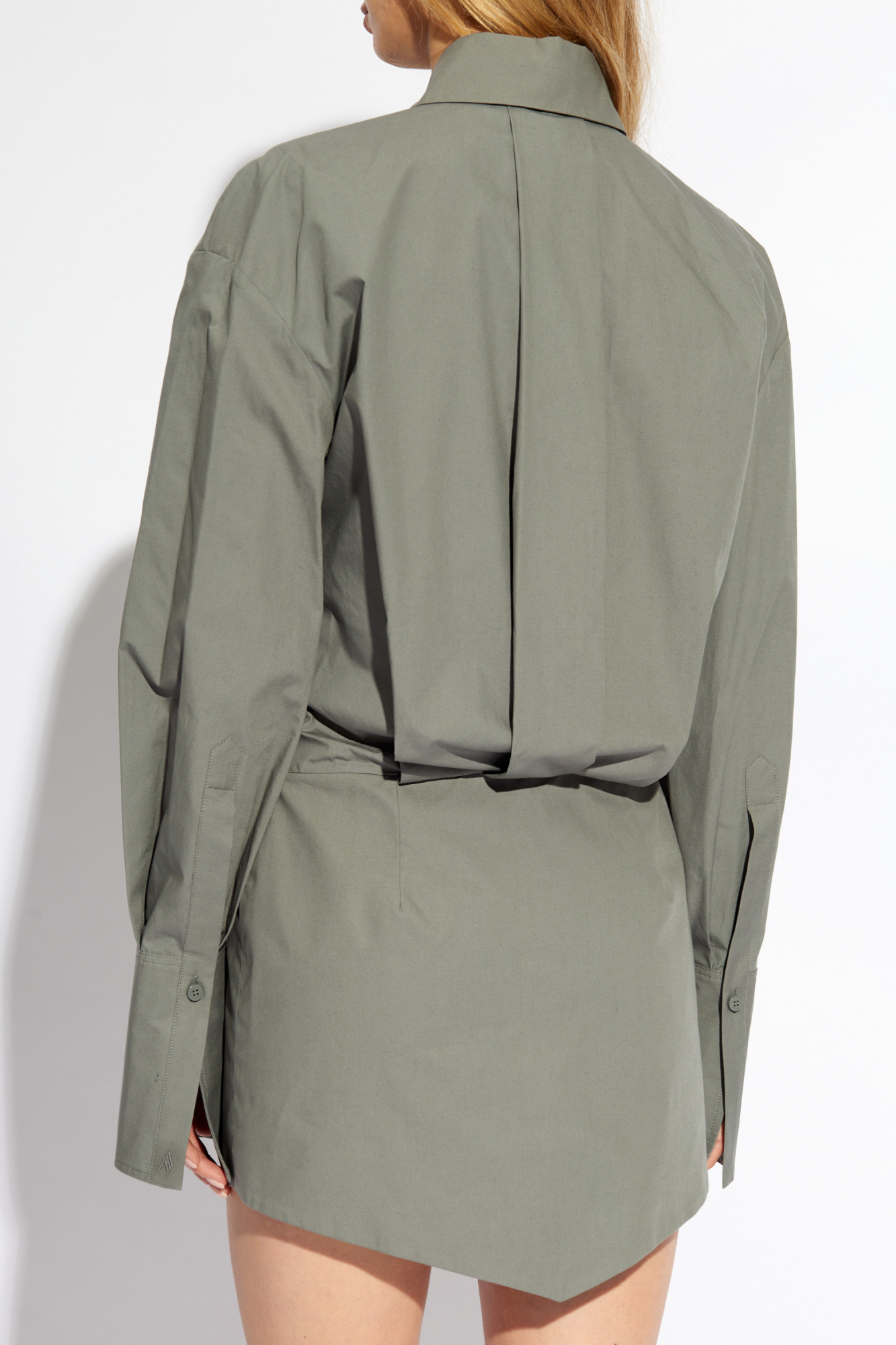 Attico Silvye Shirt Minidress In Gray