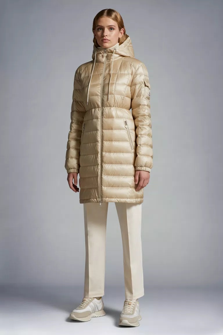 Moncler Amintore Hooded Down Coat In Nude