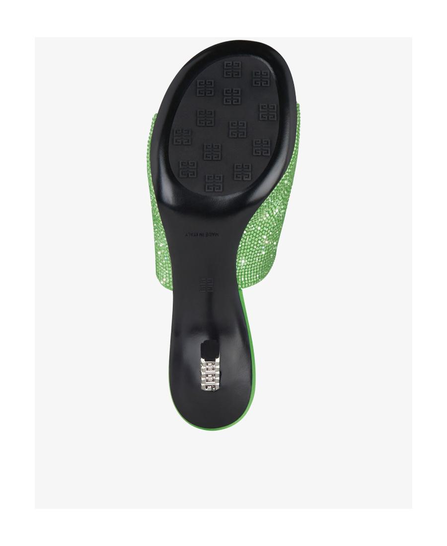 Givenchy G Cube Satin Flat Sandals With Strass In Green