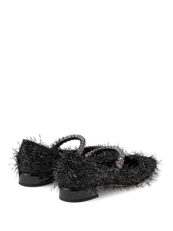 Jimmy Choo Bing Feather-embellished Ballet Flats In Black
