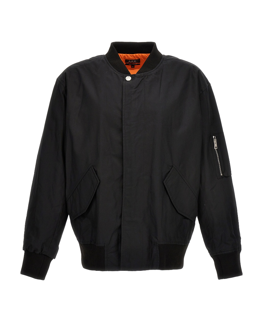 Apc Zip-pocket Cotton Bomber Jacket In Black