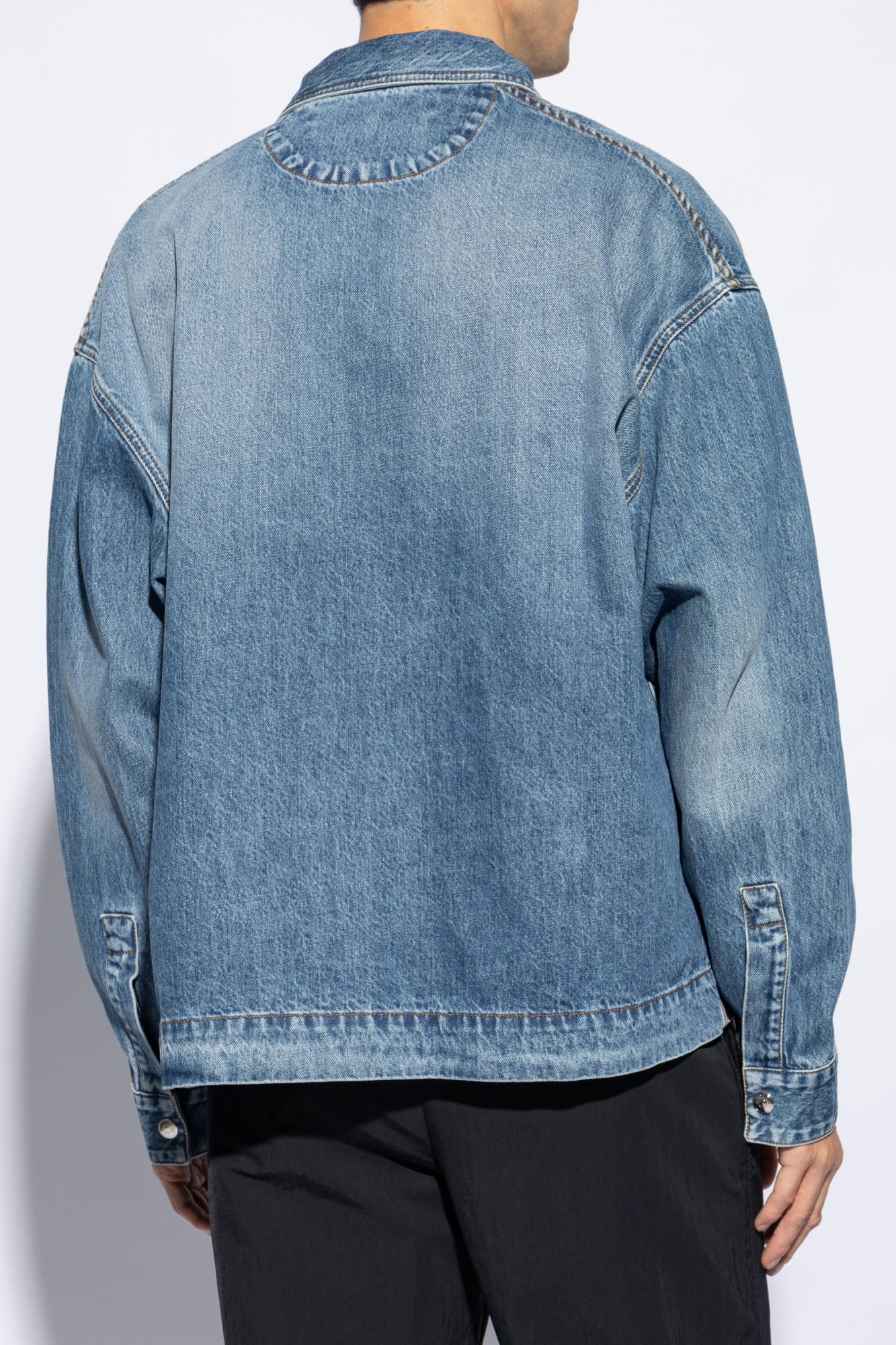Jacquemus La Chemise Logo-embroidered Denim Shirt In Blue