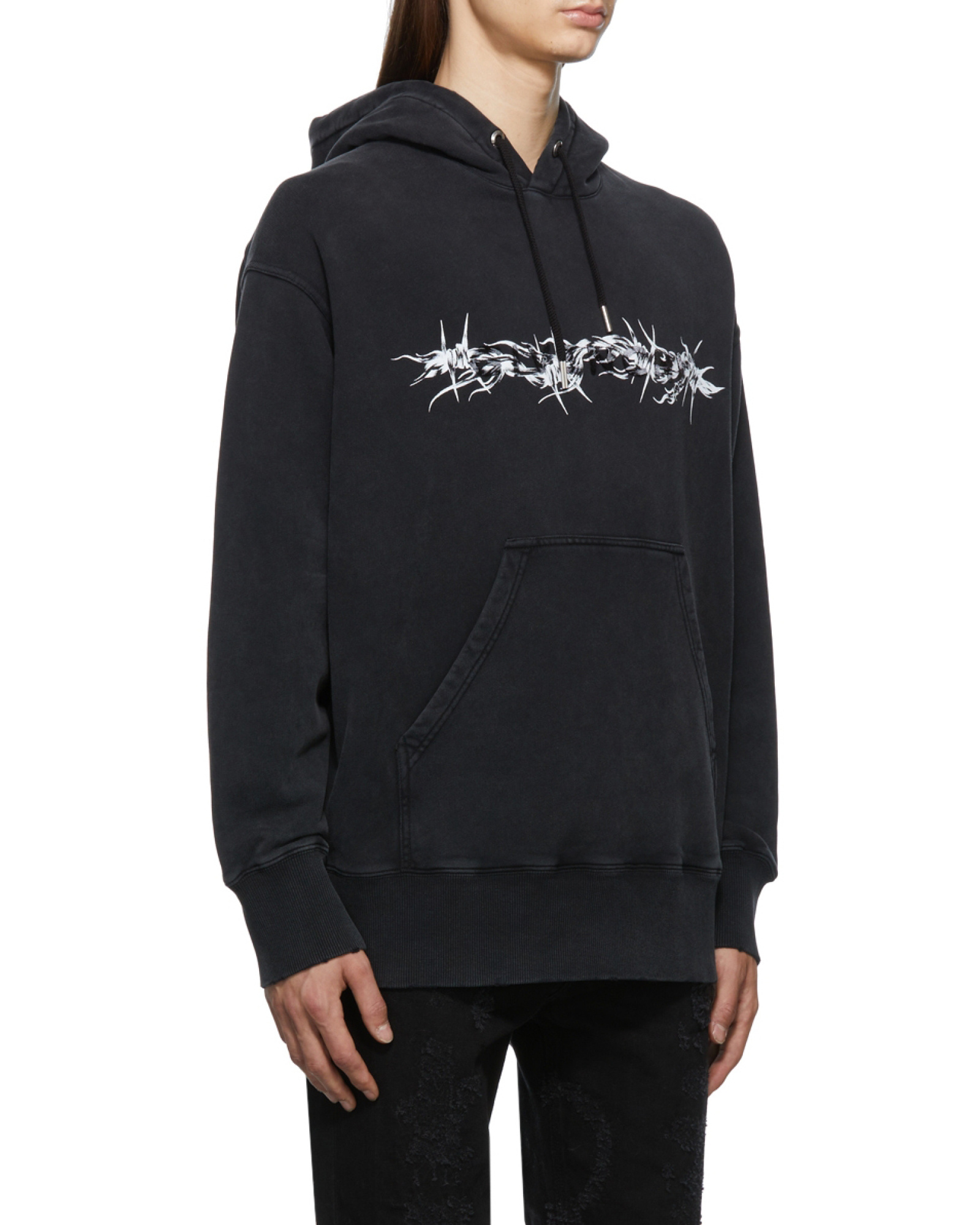 Givenchy Barbed Wire Printed Hoodie In Black