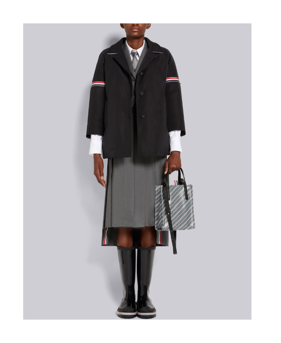 Thom Browne Rwb-embellished Cropped Blazer In Black