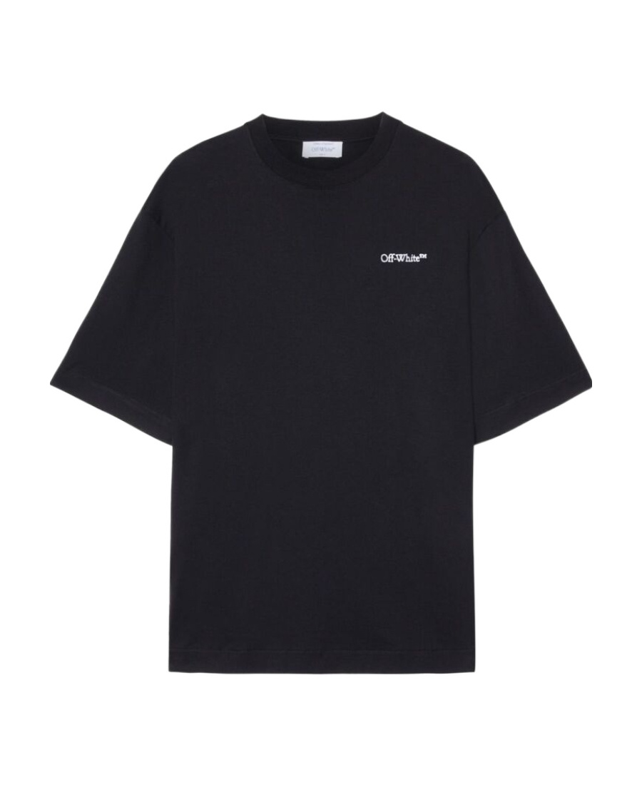 Off-white Graphic Print Short Sleeve Crew Neck T-shirt In Black