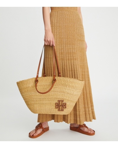 Tory Burch Ella Straw Tote Bag In Nude