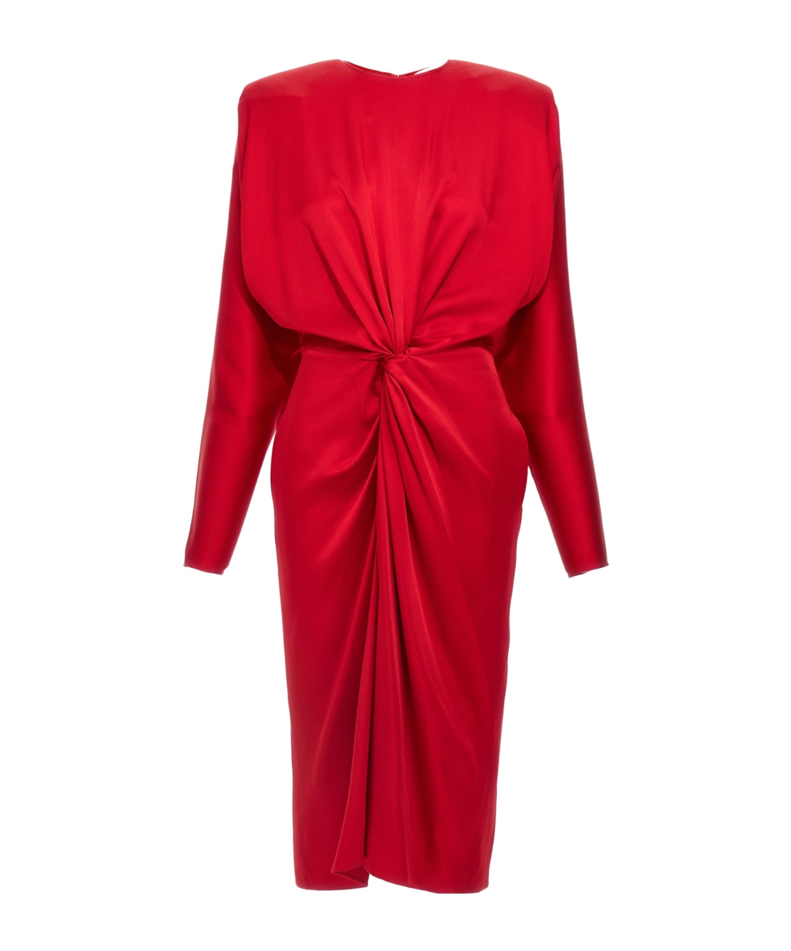 Stella Mccartney Satin Midi Dress Draped Front In Red