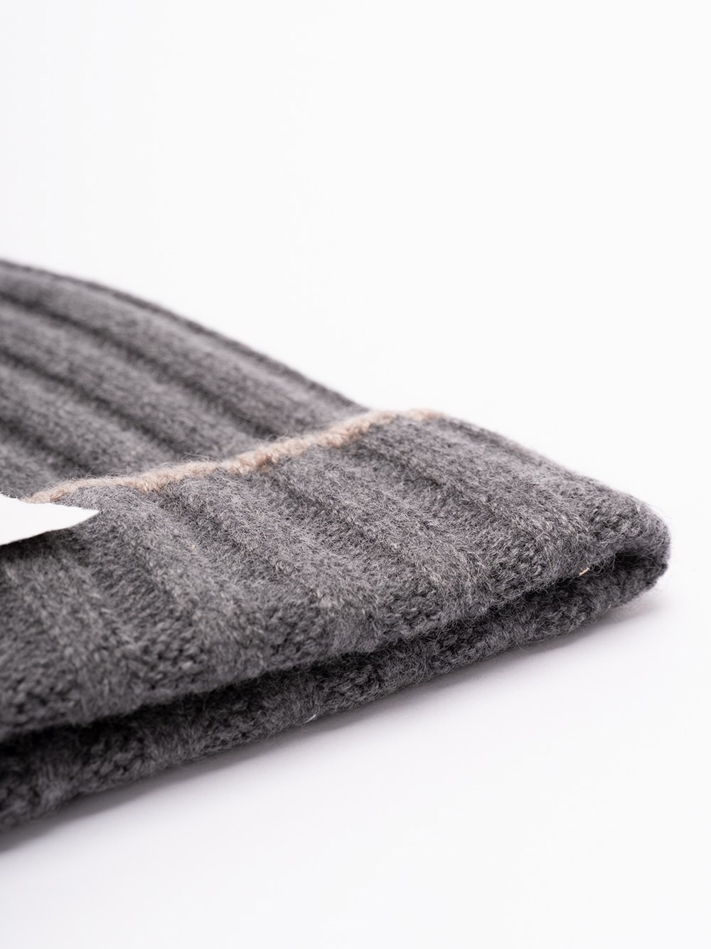 Brunello Cucinelli Men Cashmere Rib Knit Beanie In Gray